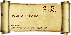 Hanula Rubina névjegykártya
